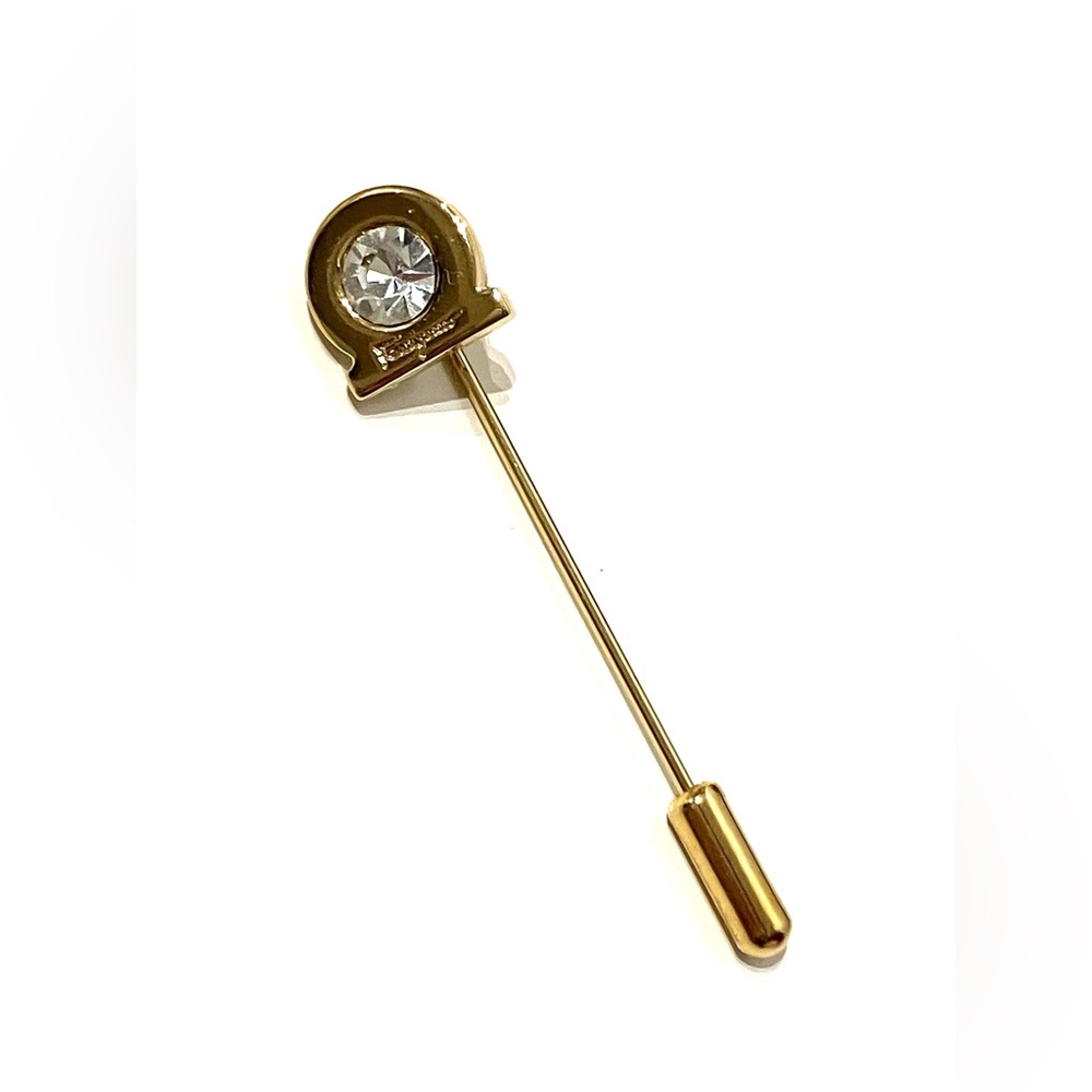 Vintage Salvatore Ferragamo Gancini Rhinestone Stick Pin Brooch